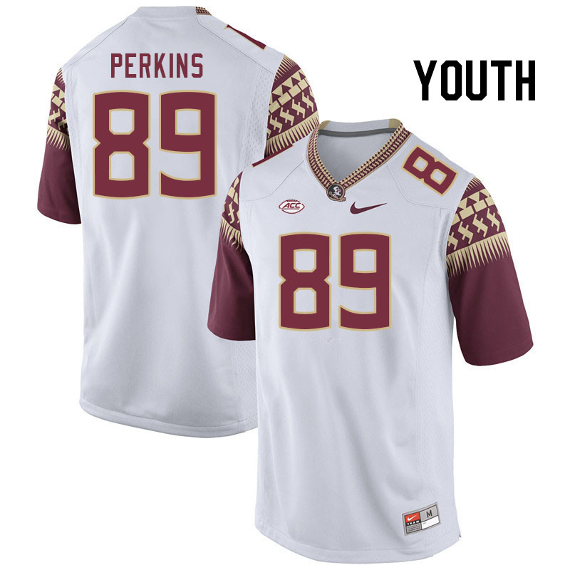 Youth #89 Xavier Perkins Florida State Seminoles College Football Jerseys Stitched Sale-White - Click Image to Close
